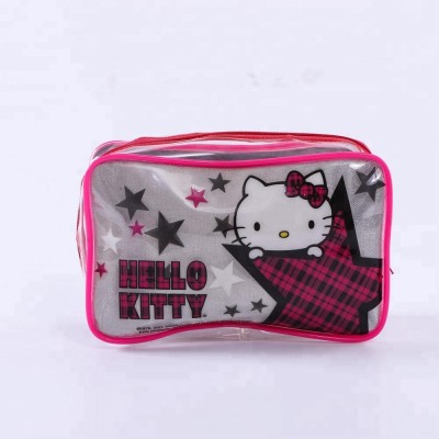 TOP sale customized transparent cosmetic PVC bag for hello kitty