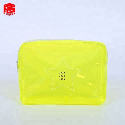 Best selling Yellow zipper top gift toiletry bag PVC clear bag